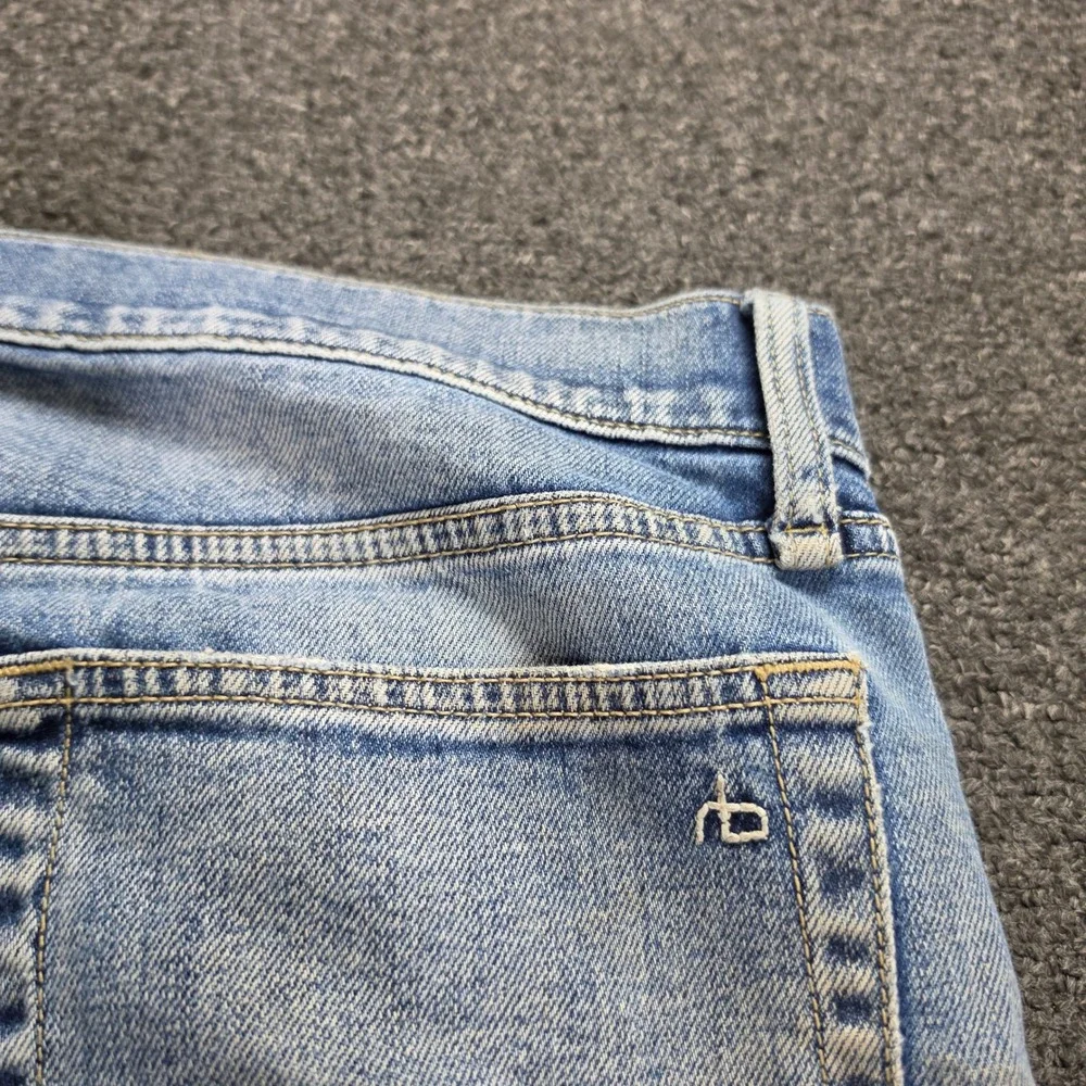 Rag & Bone Fit 2 Slim Jeans Mens 34x30 Blue Denim Light Wash Distressed Casual